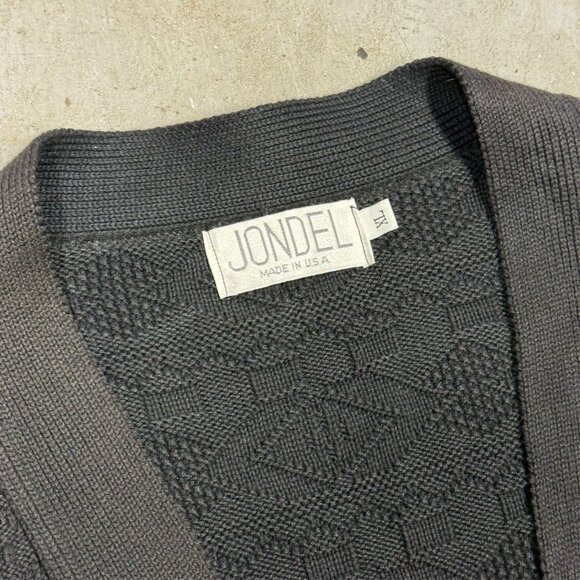 Vintage Jondel Knit Cardigan Made in USA Cotton Black XL - Picture 5 of 6
